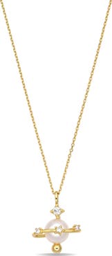 EYE CANDY LOS ANGELES Stella Imitation Pearl & Cubic Zirconia Pendant Necklace