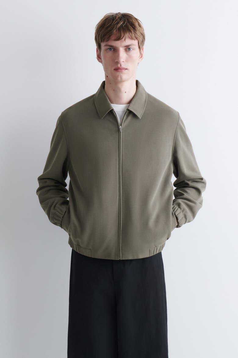 Bonded-Twill Harrington Jacket, Alternate, color, GRAY-GREEN