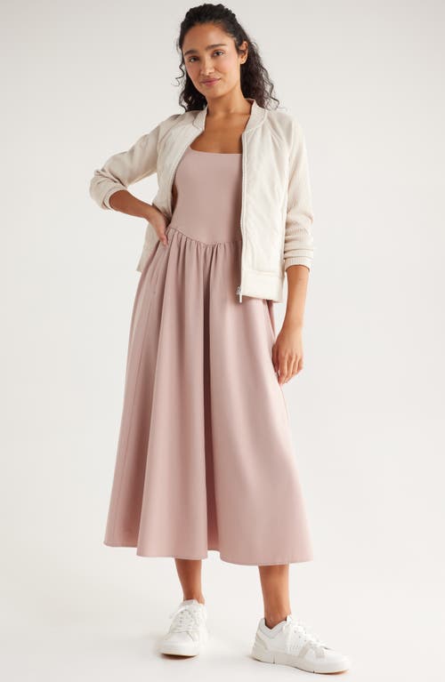 Zella Effortless Square Neck Midi Dress In Neutral