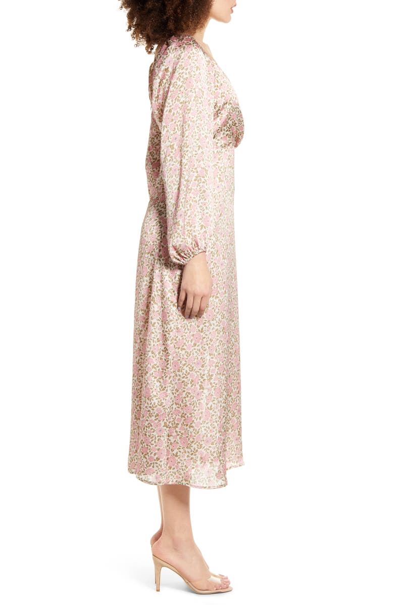 All in Favor Floral Print Long Sleeve Midi Dress, Alternate, color, 