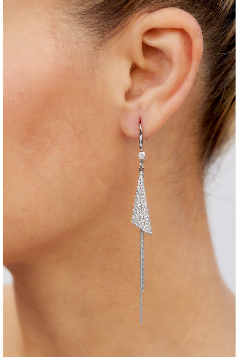 Pavé Cubic Zirconia Tassel Drop Earrings, Alternate, color, WHITE GOLD