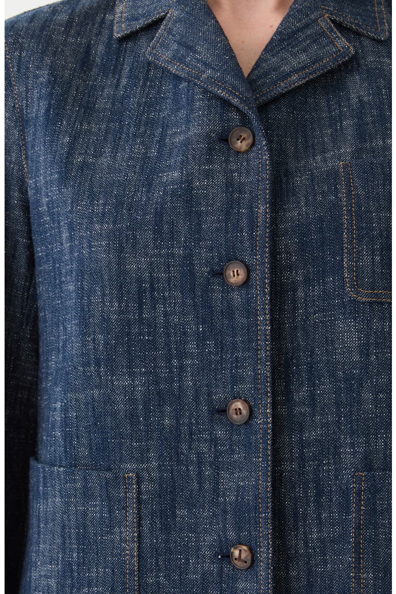 Patch Pocket Cotton & Linen Jacket, Alternate, color, INDIGO