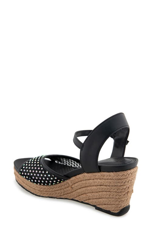 Reaction Kenneth Cole Caegan Rhinestone Mesh Espadrille Wedge Sandal In Black Mesh