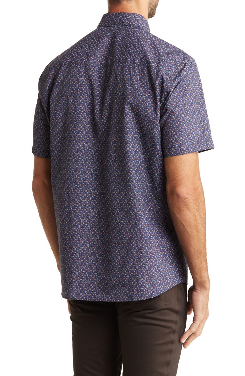 WESTZEROONE Alvin Floral Print Short Sleeve Button-Up Shirt, Alternate, color, Navy