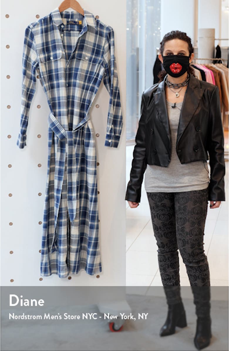 Stephanie Plaid Long Sleeve Cotton Shirtdress, sales video thumbnail