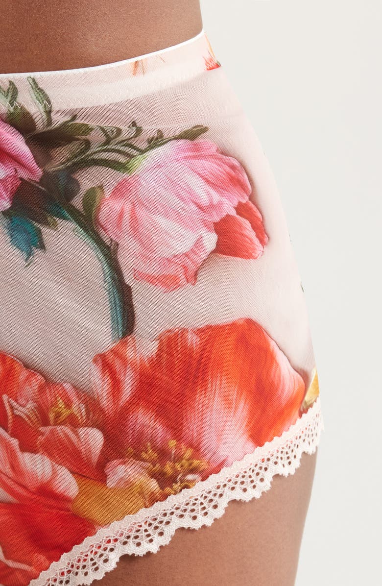 KILO BRAVA Floral Cotton Mesh Boyshorts, Alternate, color, 3D Floral