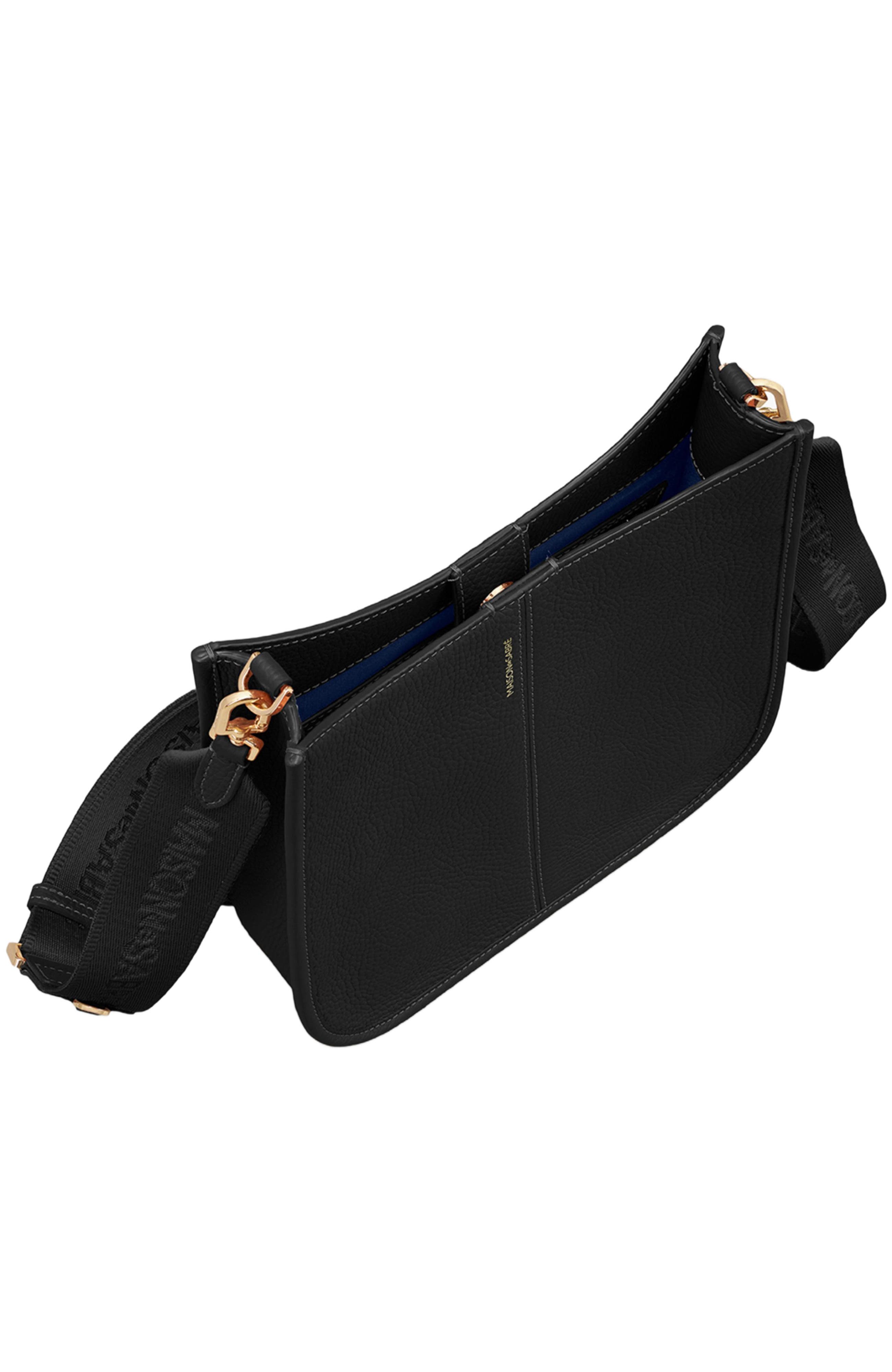 MAISON de SABRÉ Leather Saddle Bag, Alternate, color, Black Caviar