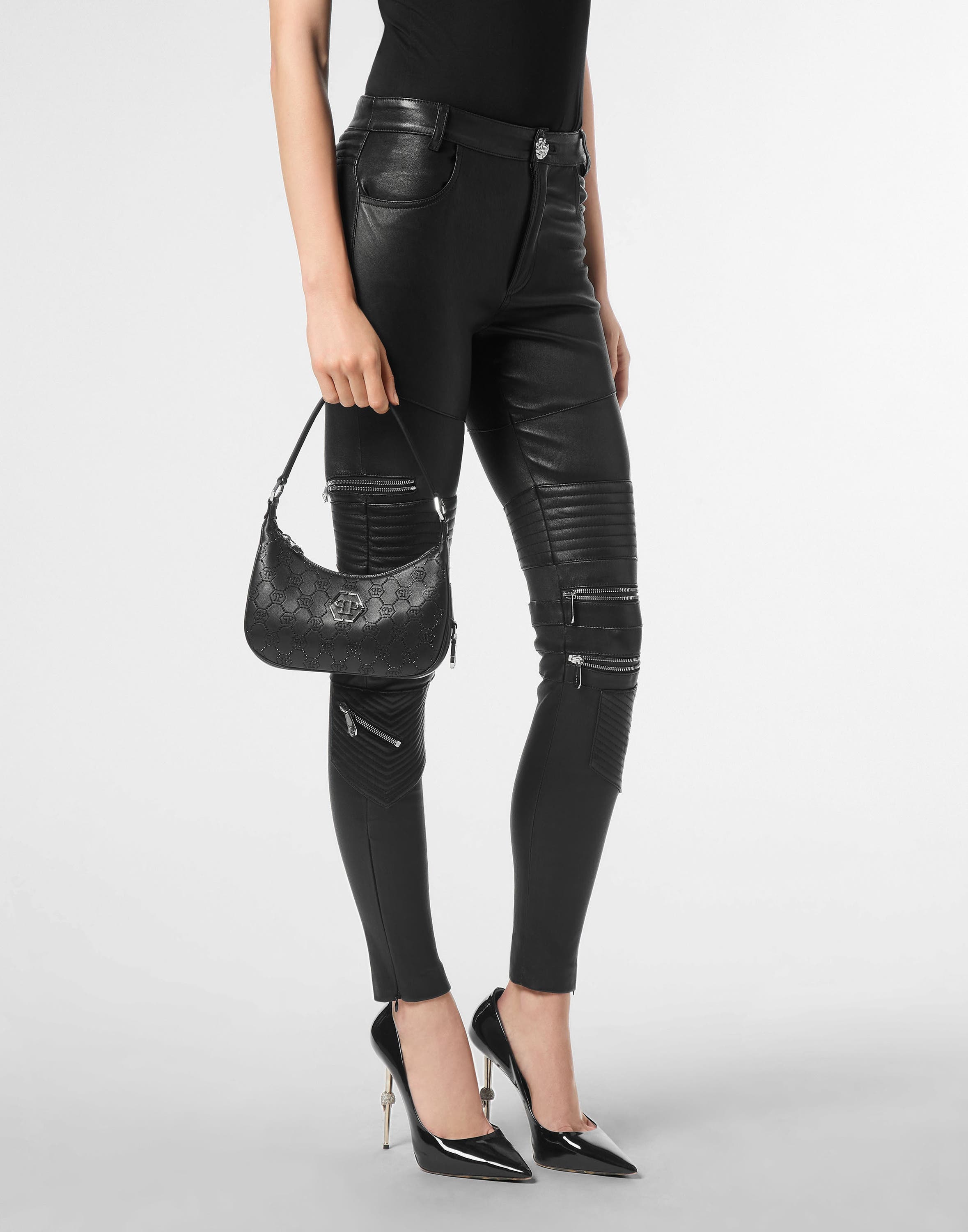 Shoulder Bag Monogram Strass Women, Main, color, black/black