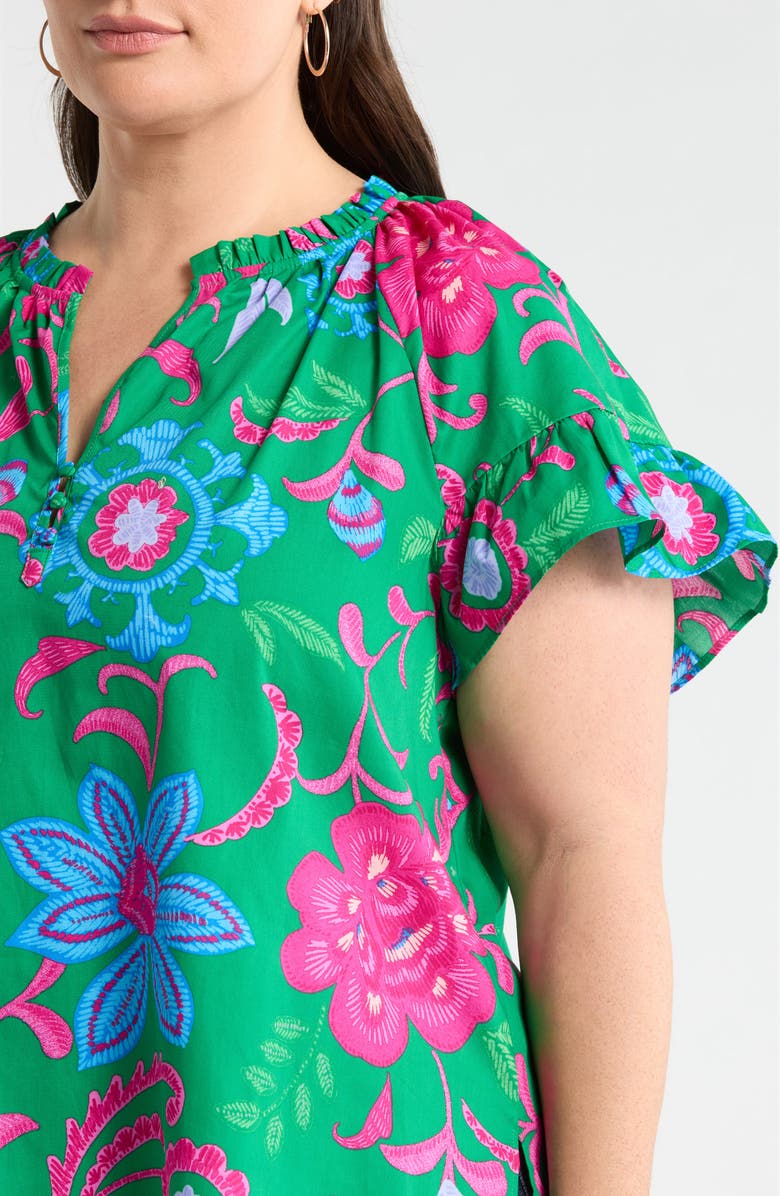 SUGARLIPS Cabina Floral Macy Ruffle Top, Alternate, color, Blue Pink Multi