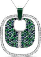 Haus of Brilliance Silver Pendant Diamond Sapphire Tsavorite Pendant Necklace