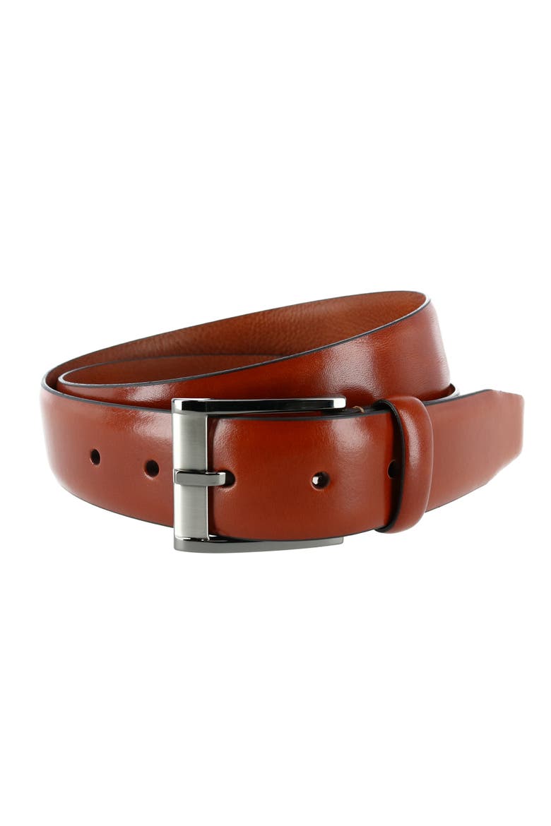 Men's Matteo 35mm Feather Edge Leather Dress Belt with Italian Buckle, Alternate, color, Tan