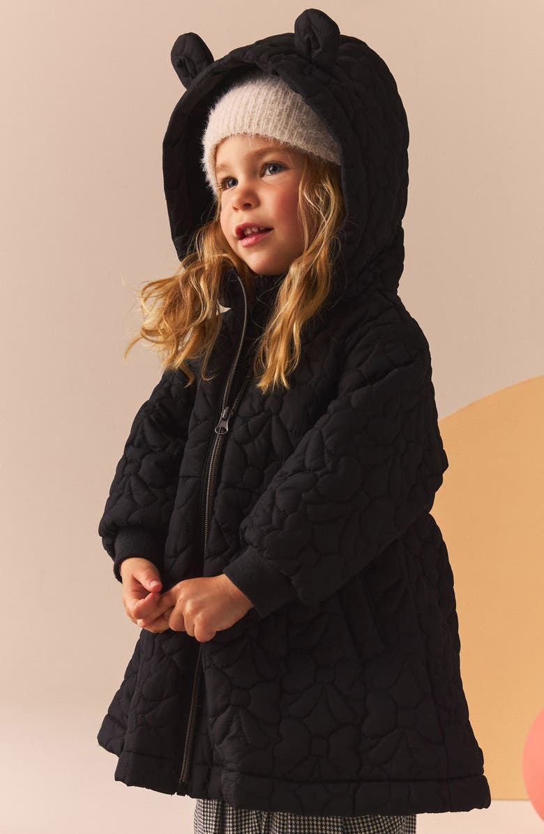 NEXT Kids' Ear Hood Peplum Coat, Alternate, color, Blue