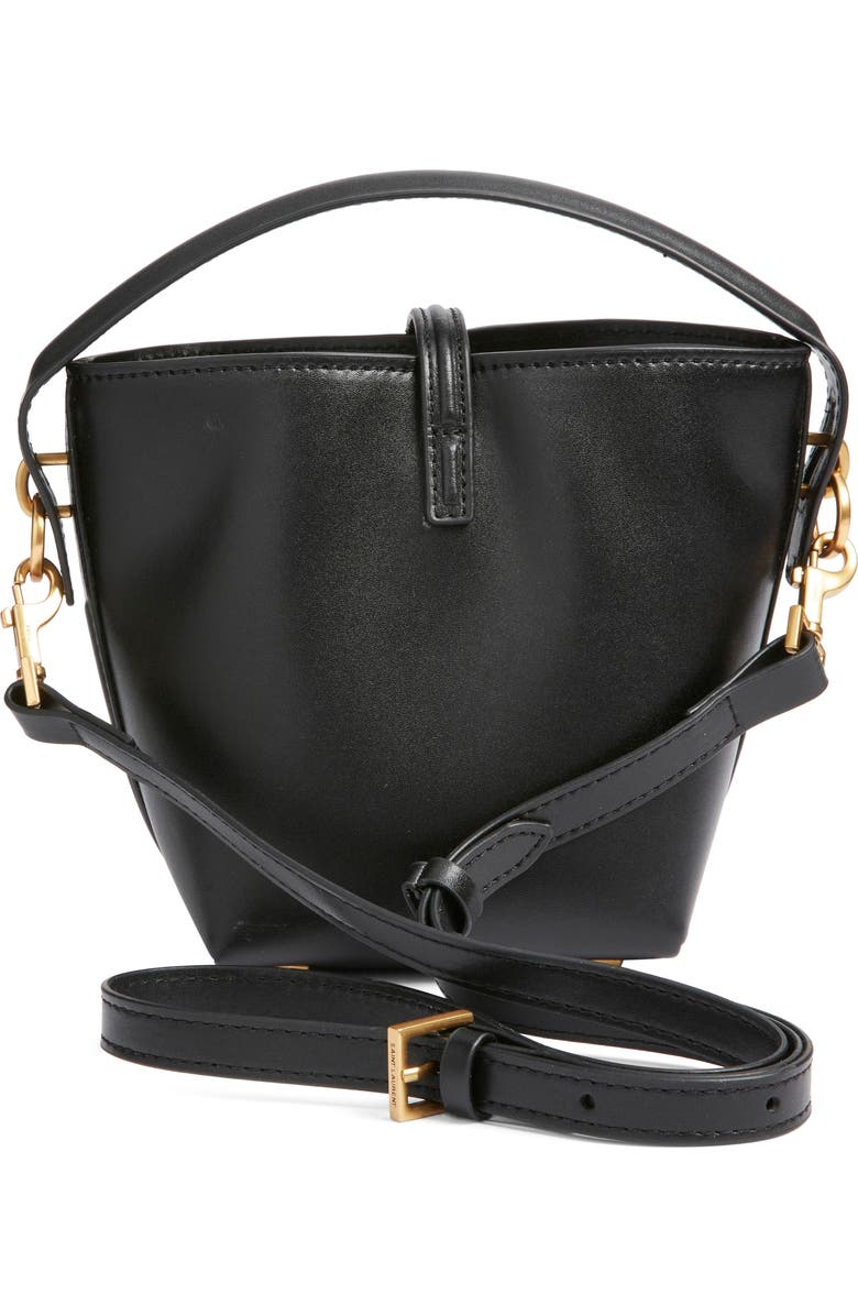 Saint Laurent Micro Le 37 Leather Bucket Bag, Alternate, color, Noir
