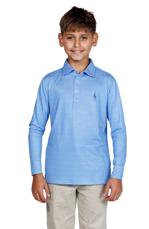 Kids' Stripe Print Long Sleeve Performance Polo (Big Kid)