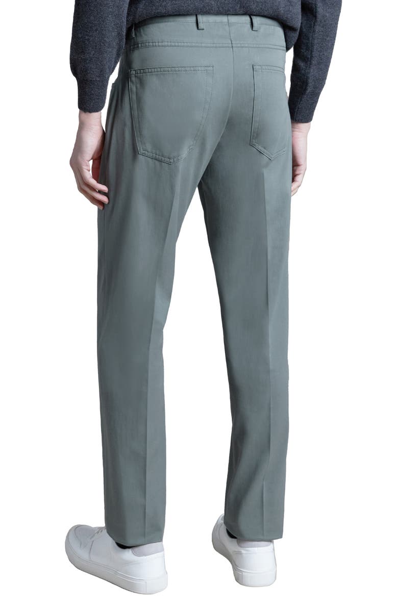Santorelli Flat Front Cotton & Cashmere Pants, Alternate, color, Sage