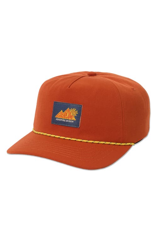 Billabong Adiv Logo Patch Rope Adjustable Baseball Cap In Orange