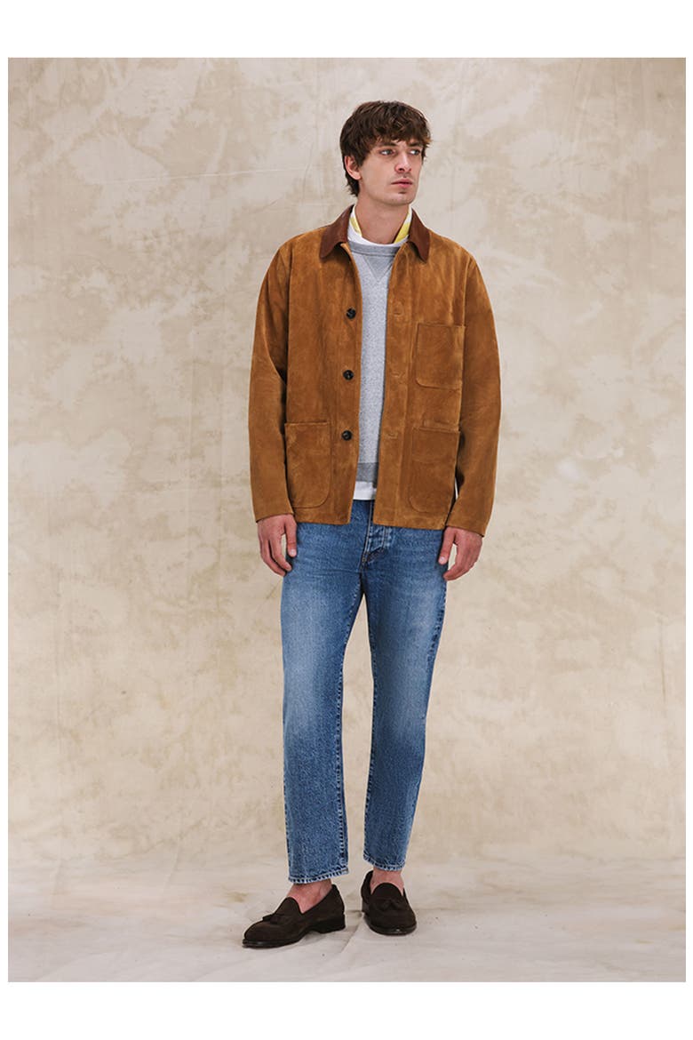Montana Suede Leather Jacket, Alternate, color, CAMEL