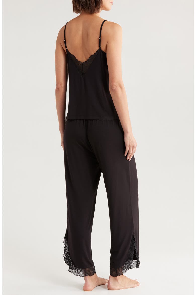 Moonlight Eco Lace Trim Pajamas, Alternate, color, BLACK