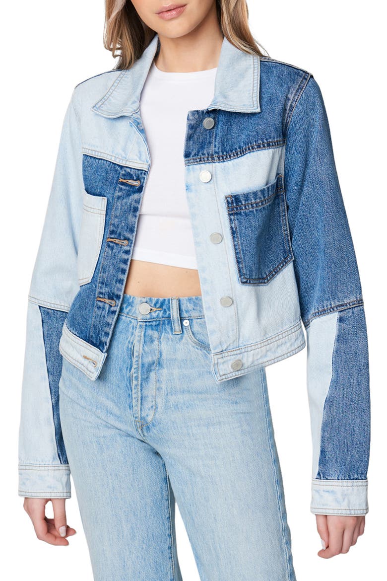 Patchwork Cotton Denim Trucker Jacket, Main, color, SPLIT DECISION