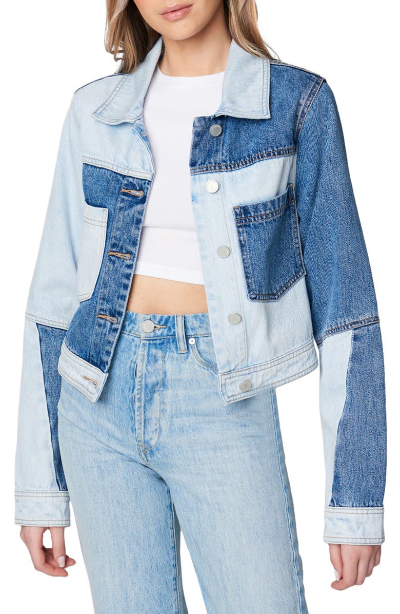 BLANKNYC Patchwork Cotton Denim Trucker Jacket, Main, color,