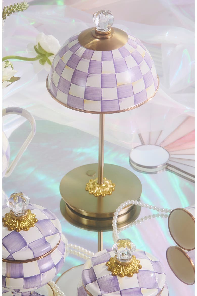 Violet Check LED Rechargeable Dome Table Lamp, Alternate, color, VIOLET