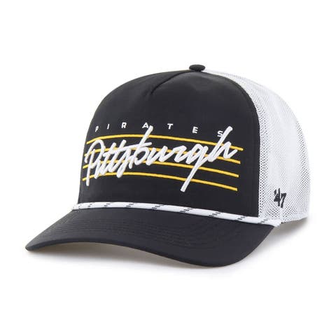 Men's '47 Black Pittsburgh Pirates Brrr Downburst Mesh Hitch Adjustable Hat