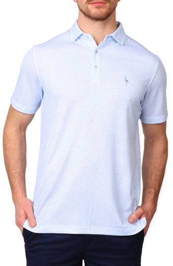 Shop Tailorbyrd Geometric Floral Modal Blend Polo In Sky Blue