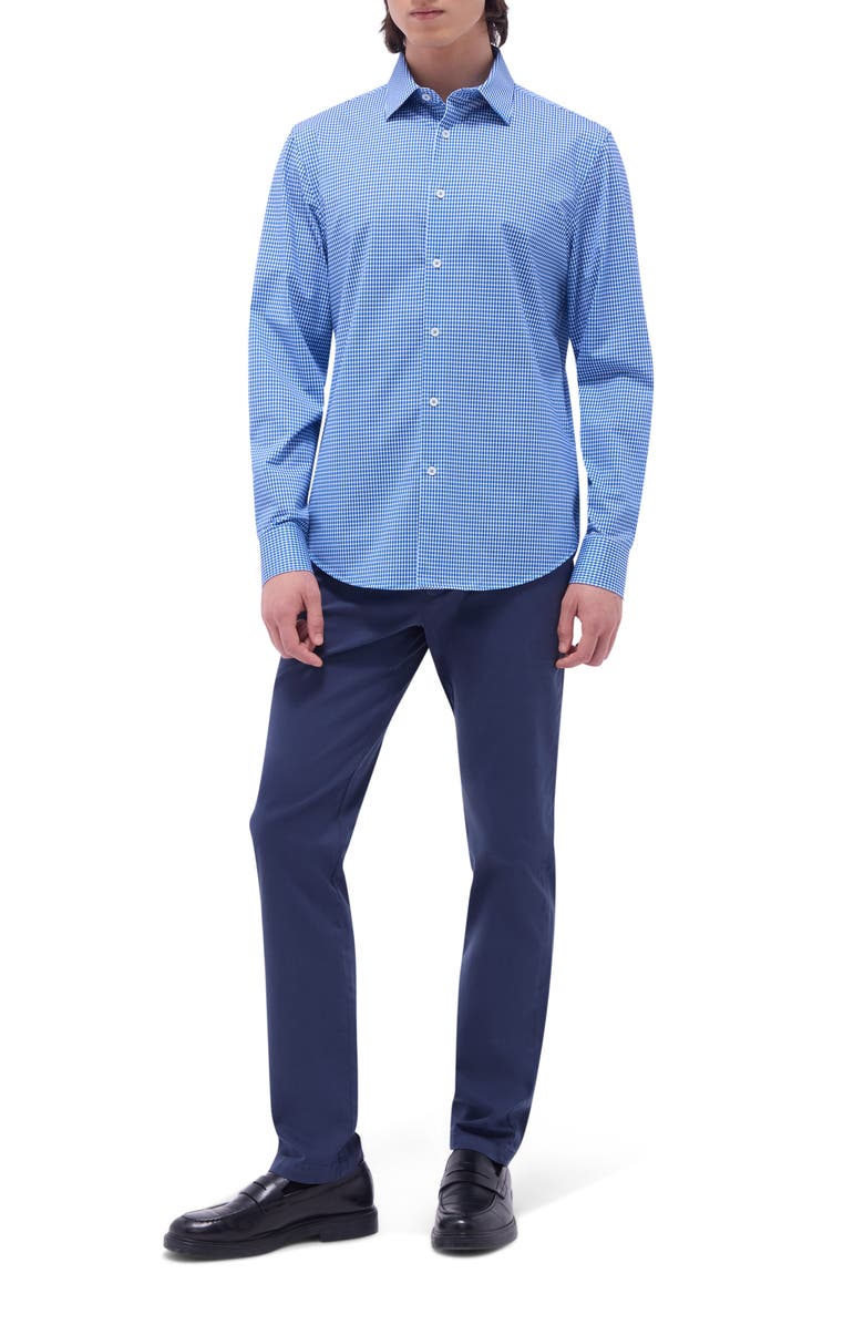 Bugatchi James OoohCotton<sup>®</sup> Check Print Button-Up Shirt, Alternate, color, Classic Blue