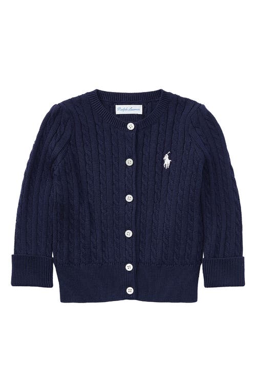 Ralph Lauren Cotton Mini Cable Cardigan In Blue