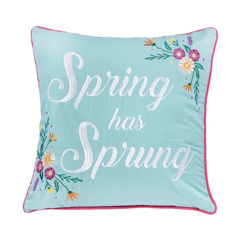 "Spring Has Sprung" Flowers Cotton Blend Accent Throw Pillow 18" x 18"