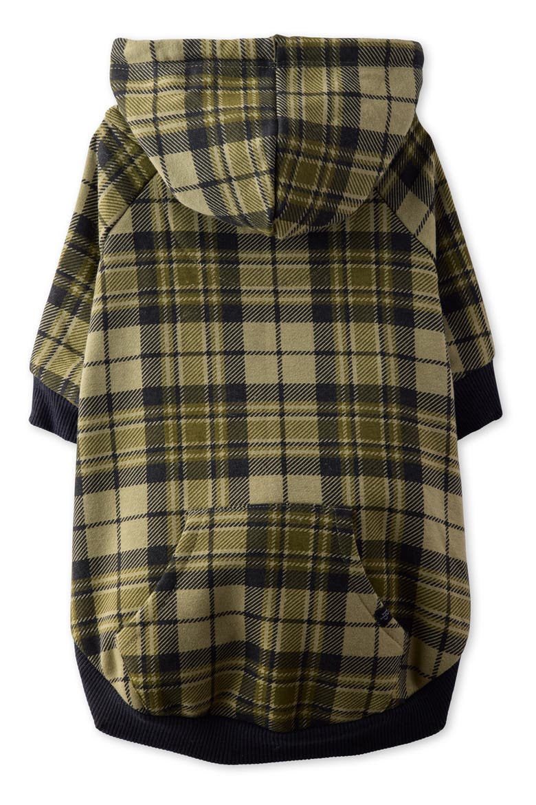 Rocky II Plaid Organic Cotton Blend Dog Hoodie, Alternate, color, OLIVE CHESTERFIELD