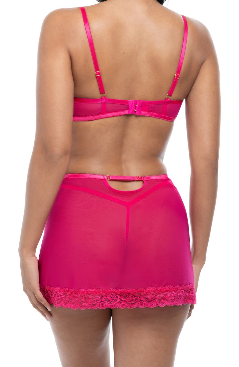 Oh La La Cheri Brit Underwire Bra, G-String & Slip Set, Alternate, color, Pink Yarrow
