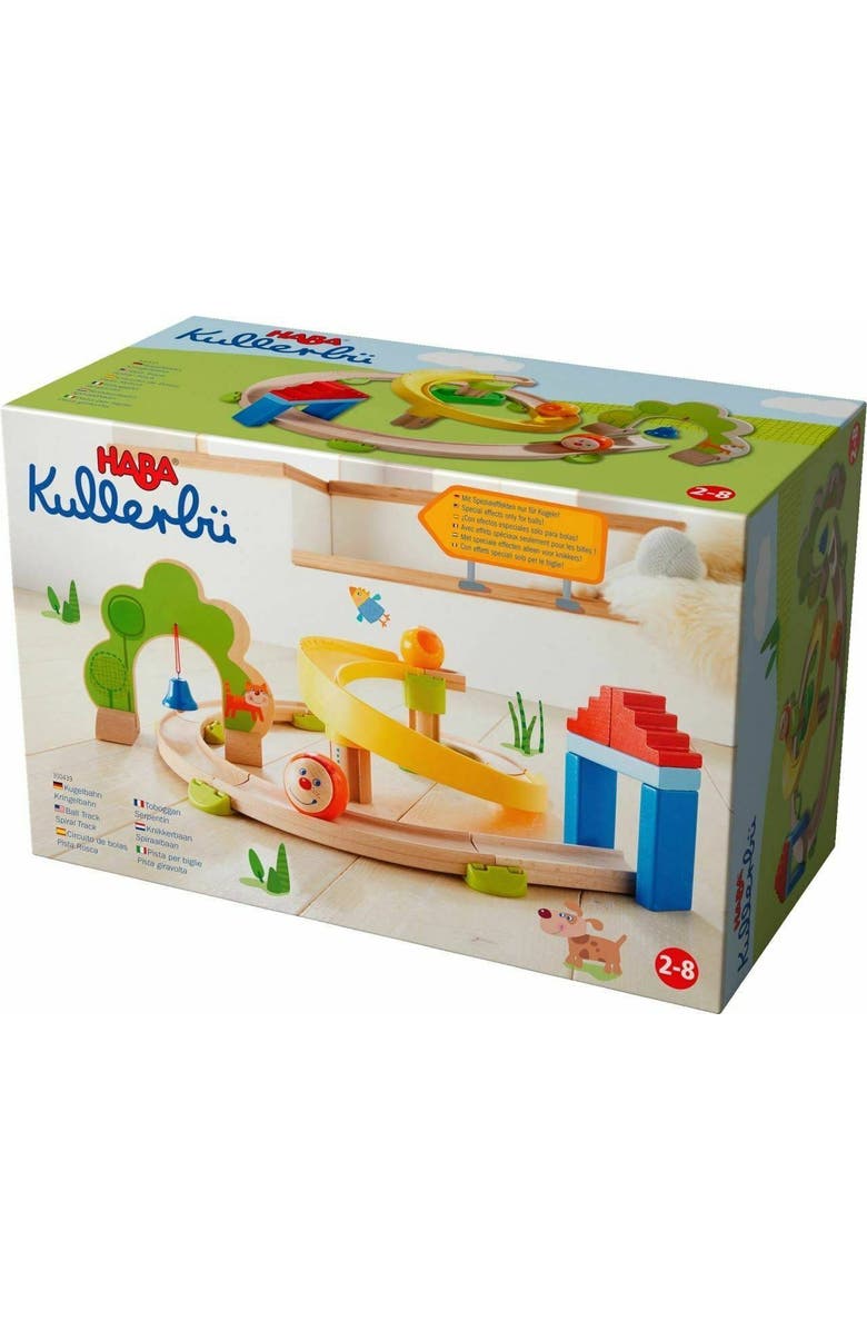 HABA Ball Run - Kullerbu Spiral Track, 26 Piece Wood & Plastic Marble Run Set with Wild Curves & Bell for Kids 2-8, STEM Toy Marble Maze Building Set, Alternate, color, Multi