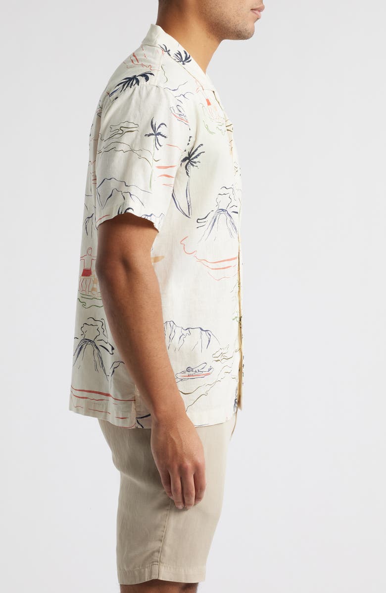 Treasure & Bond Tropical Print Linen & Cotton Camp Shirt, Alternate, color, Ivory Daydreaming