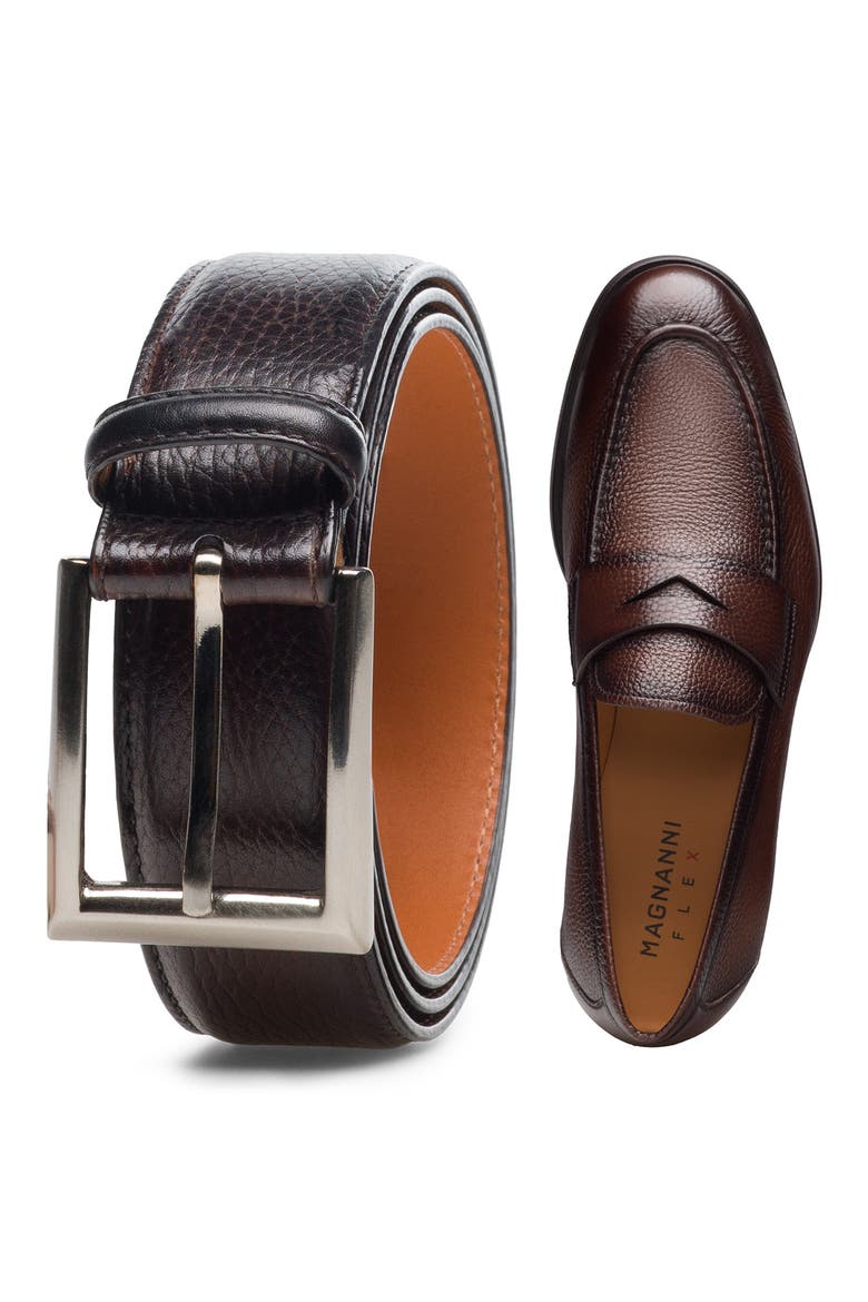 Rocas Leather Belt, Alternate, color, BROWN