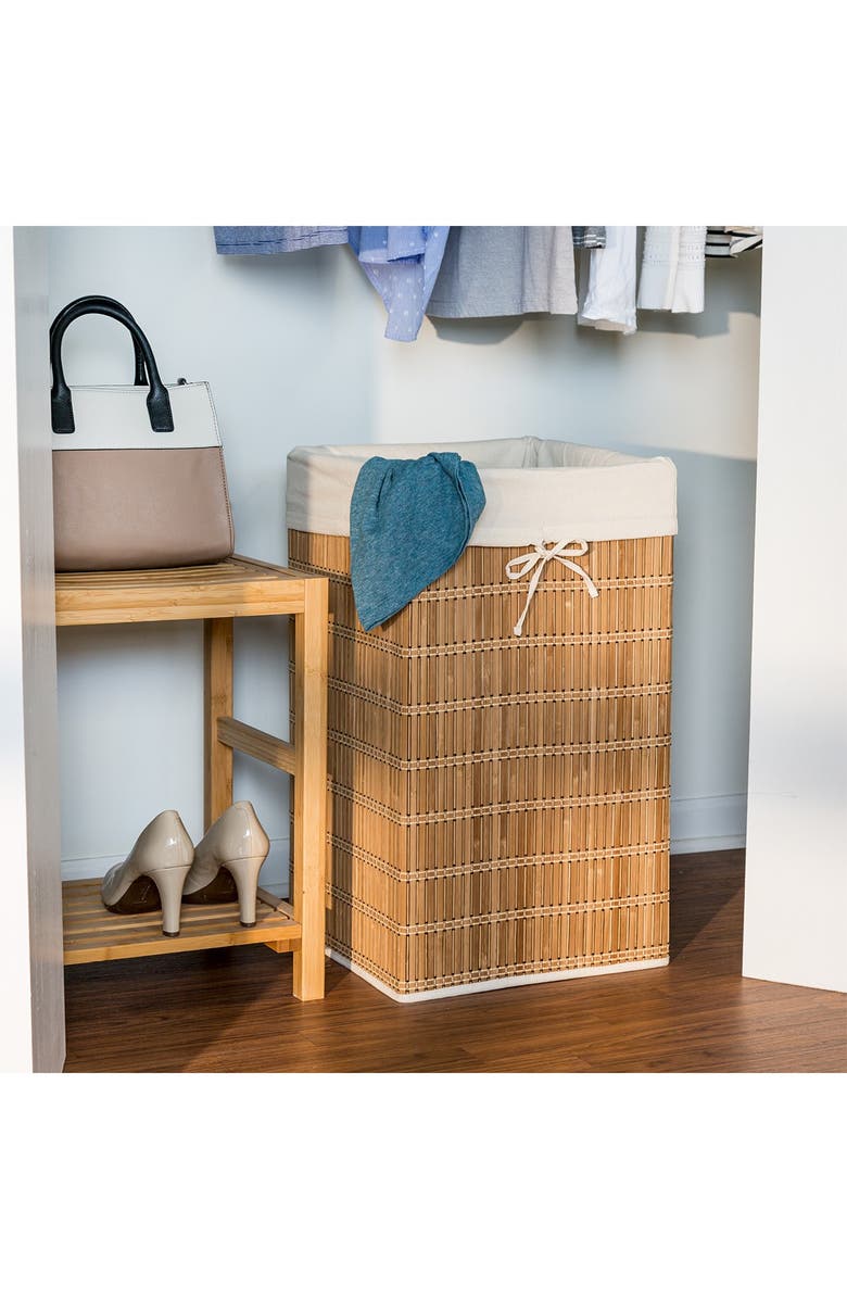 HONEY-CAN-DO Square Bamboo Wicker Hamper, Alternate, color,