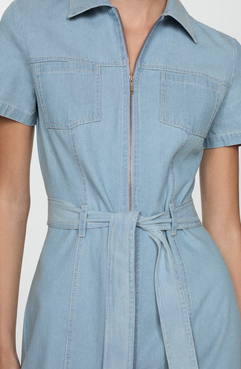MANGO Belted Denim Minidress, Alternate, color, 