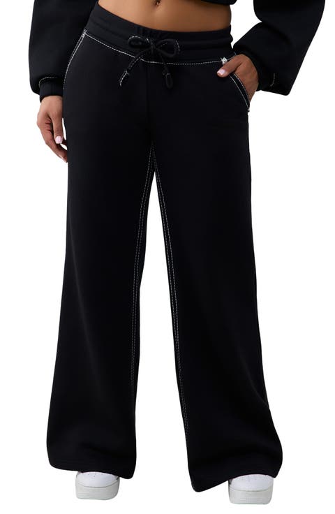 Wide Leg Cotton Blend Sweatpants