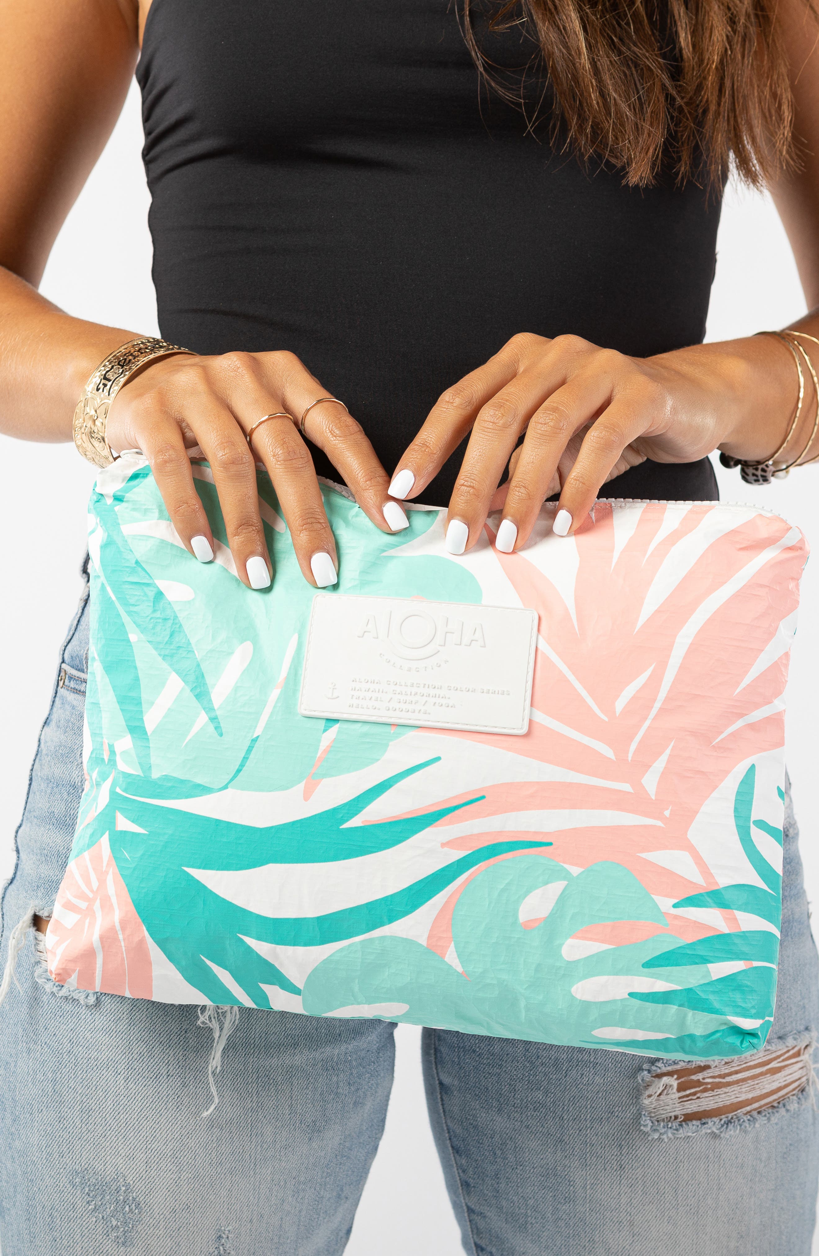 Aloha Collection Mid Tropics Water Resistant Tyvek<sup>®</sup> Zip Pouch, Alternate, color, Aqua