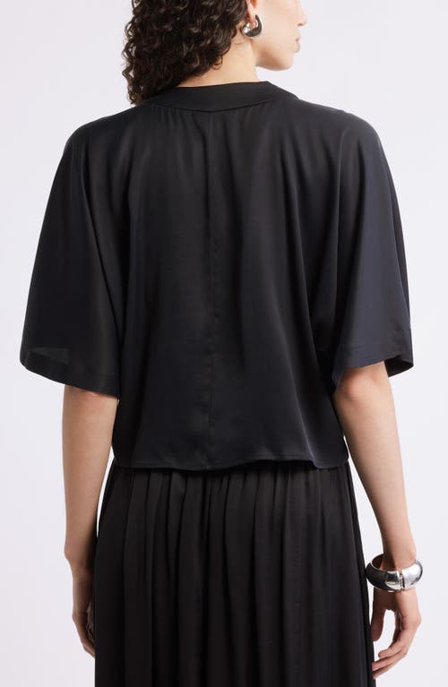 Nordstrom Tie Front Crop Top In Black