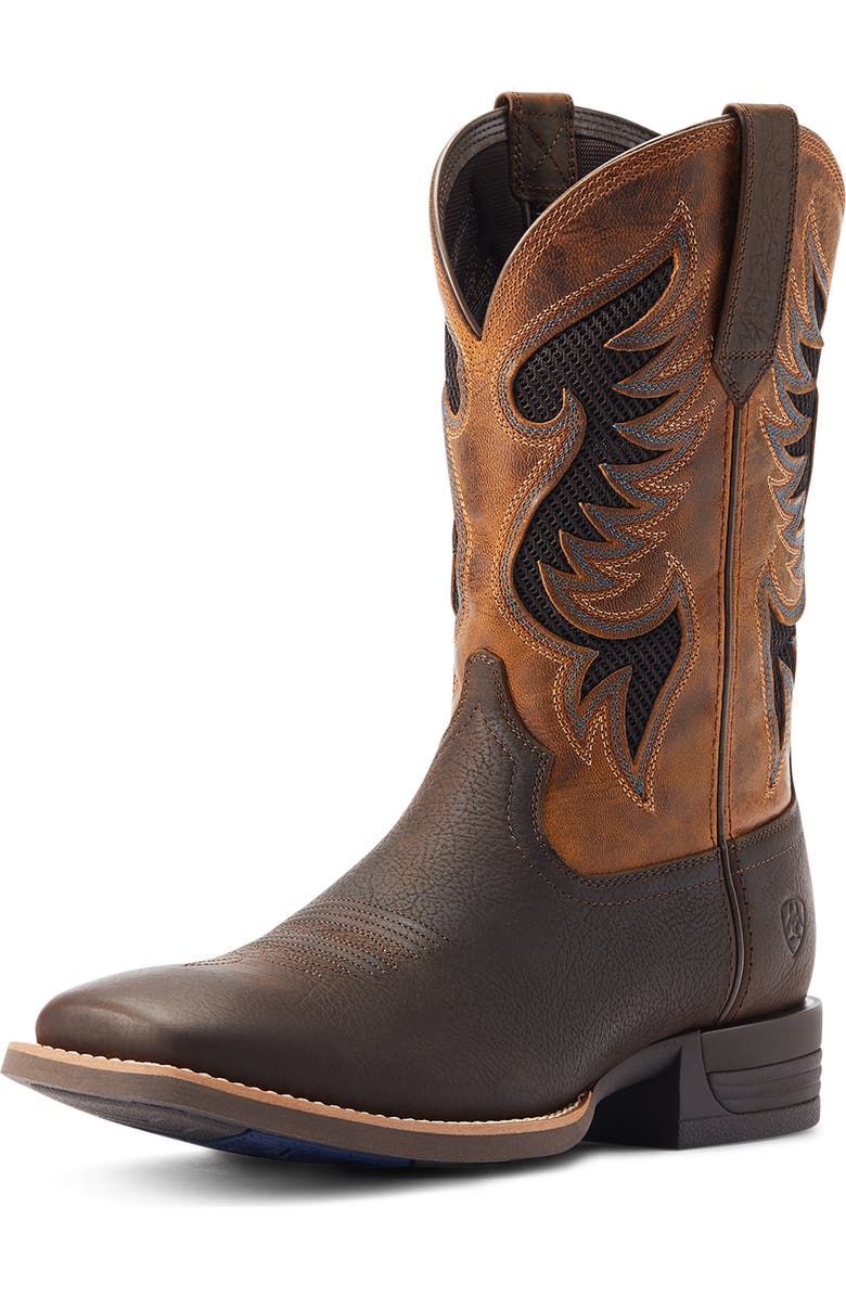 Ariat Cowpuncher Venttek Western Boot, Alternate, color, Dark Brown/ Mustard