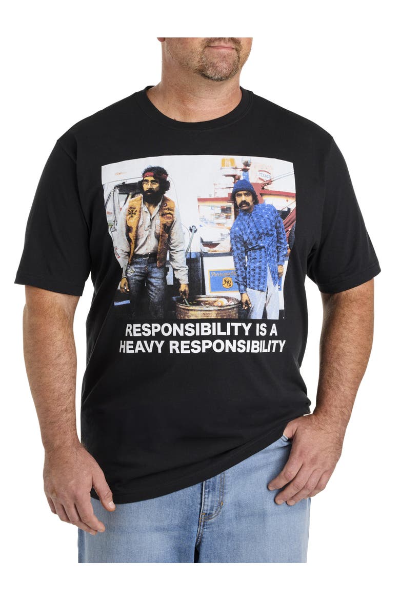 Big & Tall Cheech and Chong Responsibility Graphic Tee, Main, color, BLACK