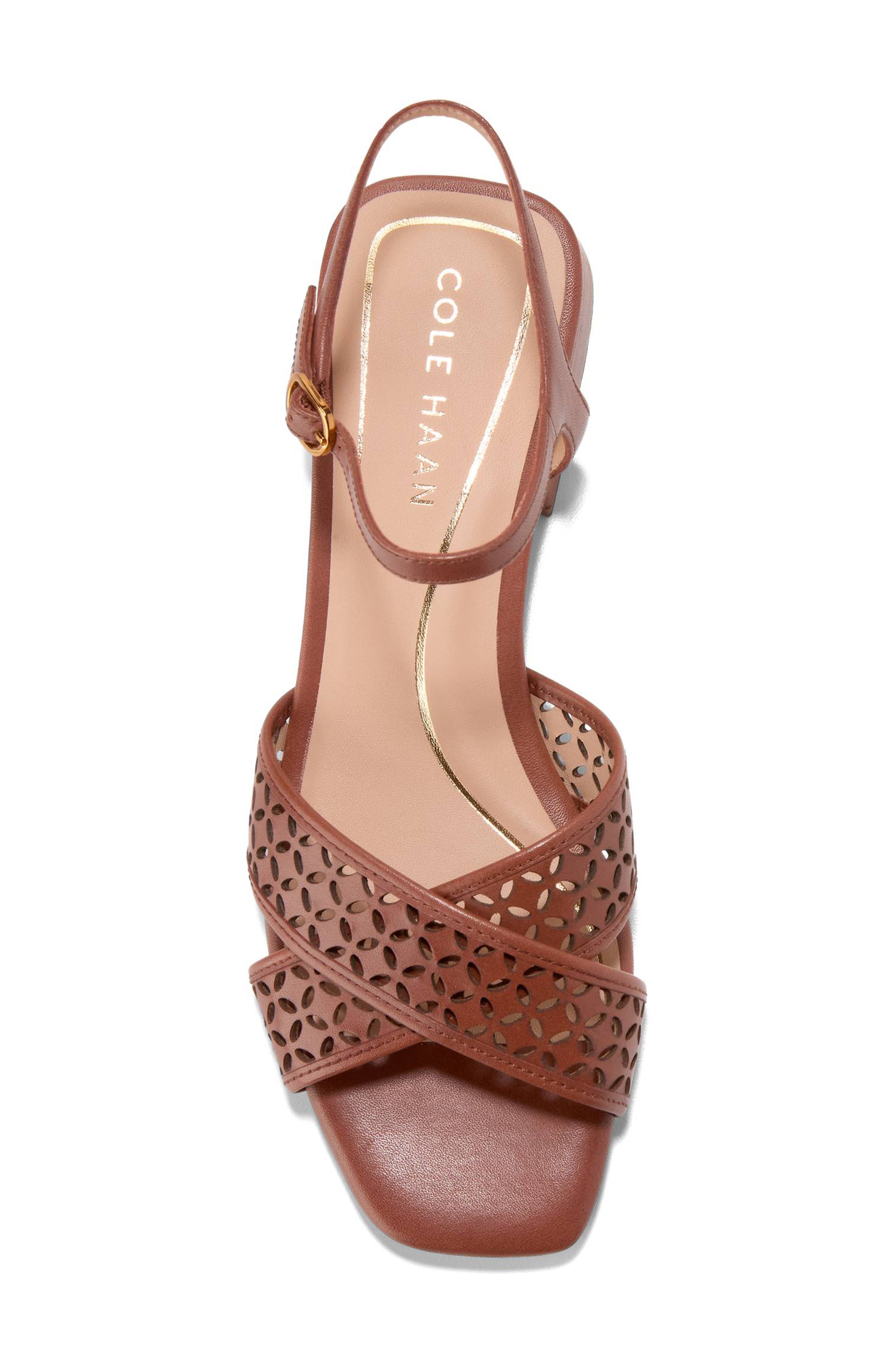 Patie Sandal, Alternate, color, DARK CUOIO PERFORATED LEATHER