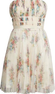 Lulus Calais Pleated Strapless Cocktail Minidress