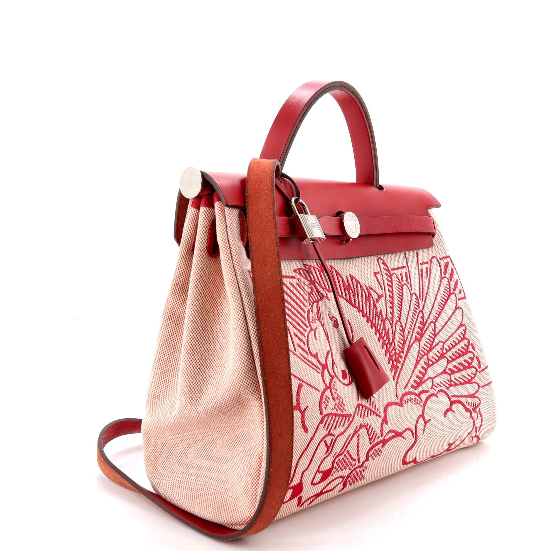 Pre-Owned Hermes Herbag Zip Pegase Pop Toile and Leather 31, Alternate, color, Rouge Piment