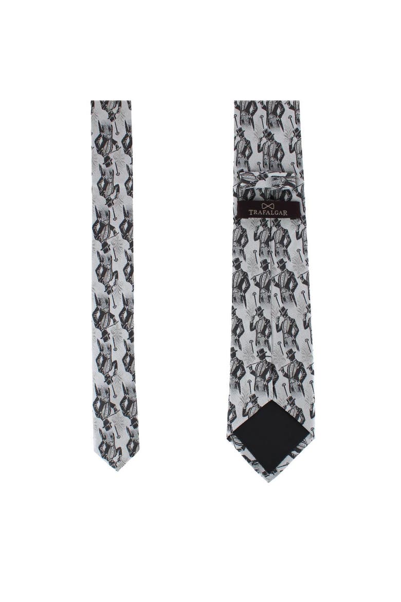 Ambrose Dapper Night Silk Novely Necktie, Alternate, color, Silver and Black