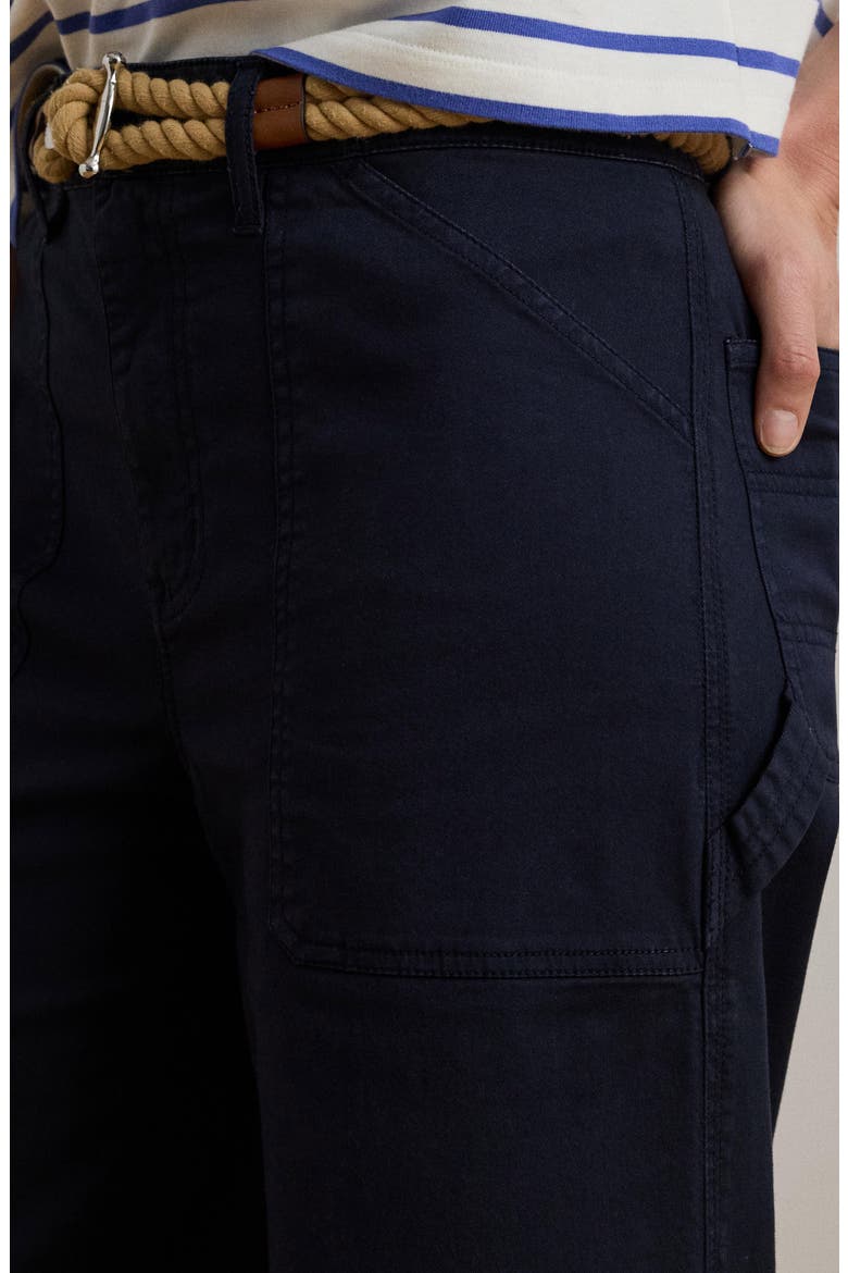 Stretch Cotton Twill Crop Pants, Alternate, color, LAUREN NAVY