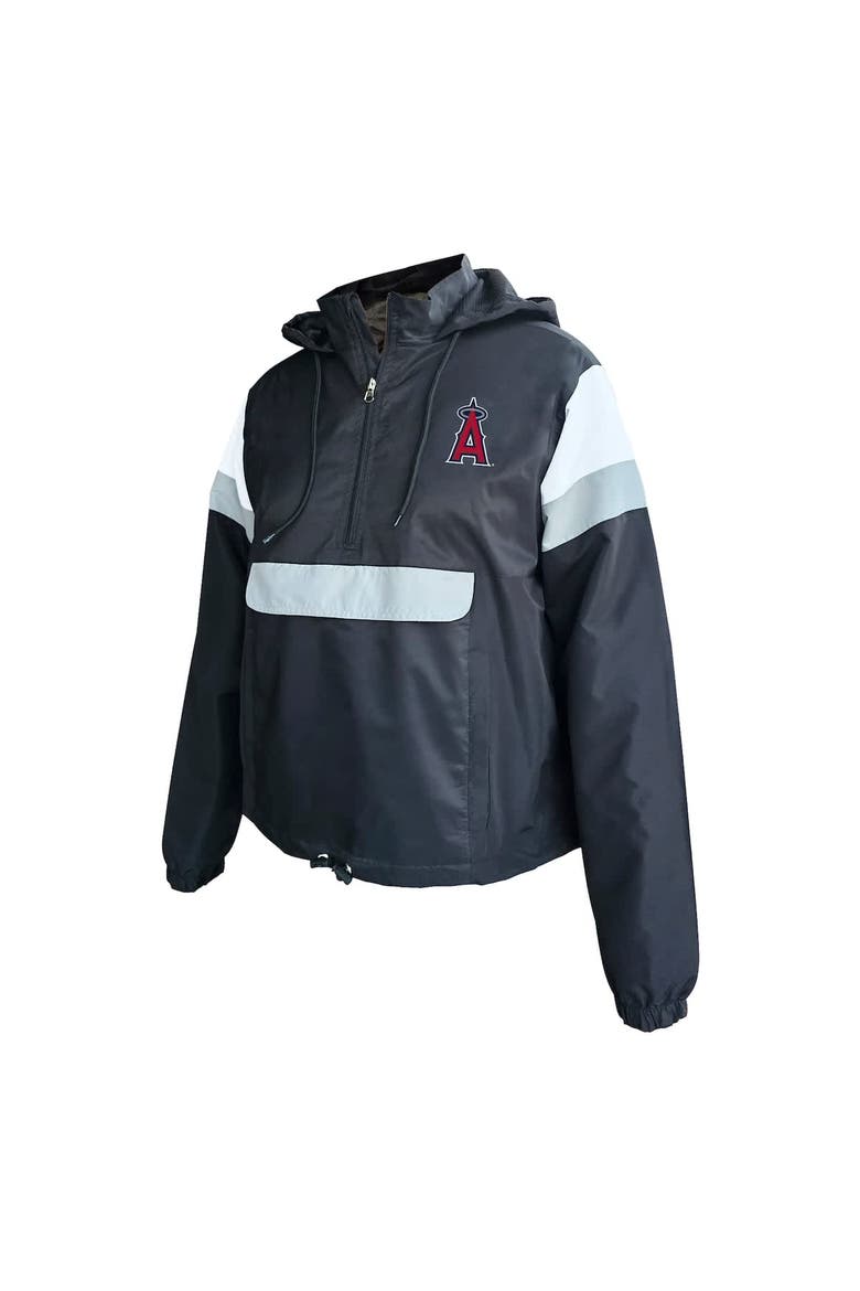 Women's Profile Black Los Angeles Angels Plus Size Anorak Hoodie Quarter-Zip Pullover, Alternate, color, Black