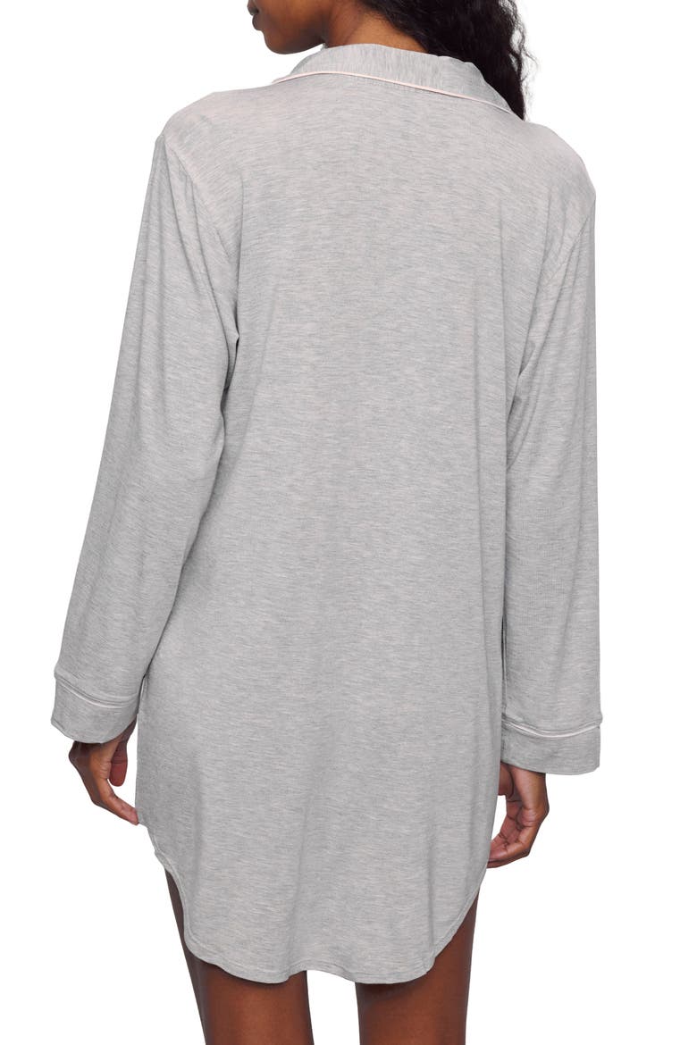 Gisele Jersey Knit Sleep Shirt, Alternate, color, HEATHER GREY/SORBET PINK
