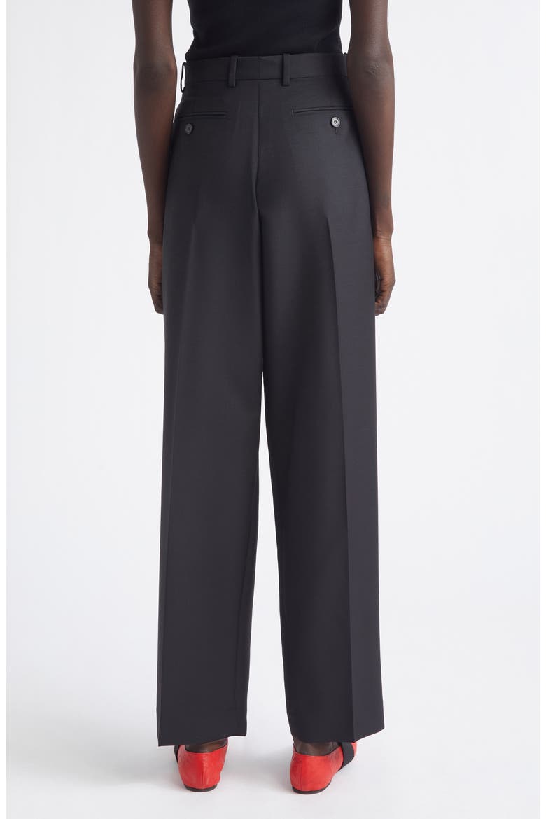 Double Pleat Wool & Mohair Trousers, Alternate, color, BLACK